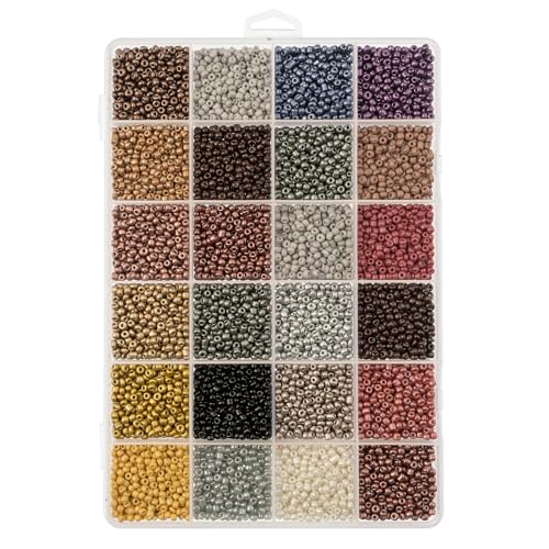 12500pcs John Bead Assorted Glass Seed Beads 8/0, 24 Colors Rustic Cobblestones Palette Round Bead for DIY Crafts Jewelry Making Bead Box - color: Rustic Cobblestones