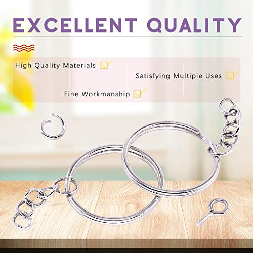 Swpeet 360Pcs 6/5" 30mm Sliver Key Chain Rings Kit, Including 120Pcs Keychain Rings with Chain and 120Pcs Jump Ring with 120Pcs Screw Eye Pins Bulk for Jewelry Findings Making (Sliver) - color: Sliver, size: 30mm