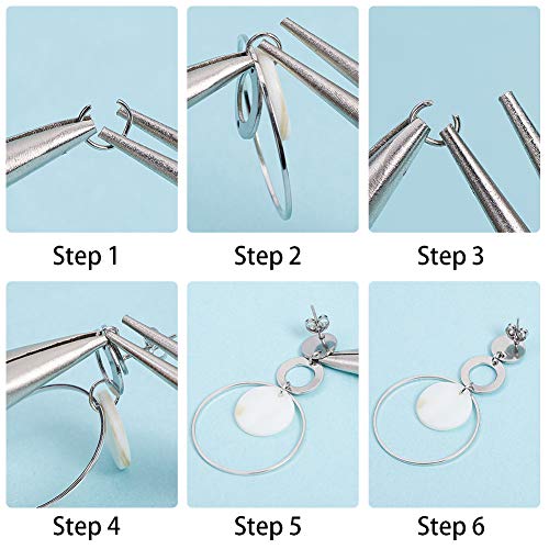 SUNNYCLUE 1 Box DIY 10 Pairs Geometric Hollow Earring Making Starter Kit Shell Ring Round Square Star Triangle Charm Connector Earring Stud Hooks Jewelry Making Supplies Craft Silver, Instruction - color: Diy 10 Pairs Earrings-style 2