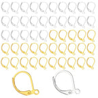 50PCS Leverback Earring Hooks, Stainless Steel Open Loop Leverback Hoops, Leverbacks French Earring Hooks for Making Dangle Earrings, Smooth to Open & Close (Silver and Gold) - color: Silver+gold