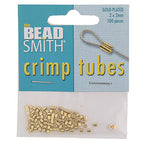 The Beadsmith Tube Crimp Beads, 2 x 2mm, 100 Pieces, Gold Color, Uniform Cylindrical Shape, No Sharp Edges, Designed to Secure The Ends of Jewelry Stringing Wires and Cables - size: Small