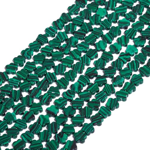 Songxi 60pcs 6mm Green Peacock Plum Blossom Natural Stone Beads for Jewelry Making, Smooth Loose Flower Shape Gemstone Beads for Bracelets Necklace Earrings Making Supplies ﻿ - color: Green Peacock