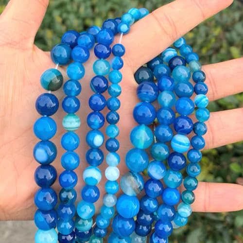 180pcs Adabele AAA Natural Banded Blue Agate Healing Gemstone 4mm (0.16 inch) Small Round Loose Beads Gem Stone Spacer for Craft Jewelry Making GC12-4 - color: Banded Blue Agate, size: 4mm (180pcs/2 strands)