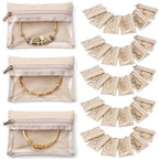 VLANDO 33 Pcs Travel Jewelry Case Velvet Jewelry Pouch with Zipper Clear Travel Jewelry Bag Jewelry Travel Organizer for Travel Business Trip Mother Day Mom Gifts for Mom Wife Women - color: A.33 PCS