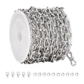 SMYHTGLIF 6.5 Feet Silver Stainless Steel Chain for Jewelry Making DIY Craft Twisted Chain Jewelry Making Supplies Findings - color: Twisted Silver