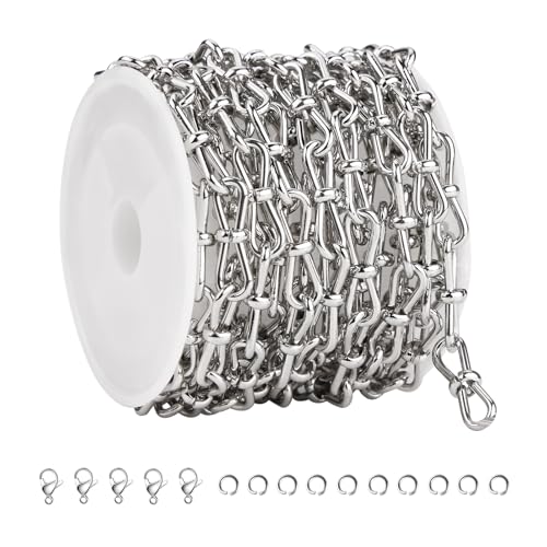 SMYHTGLIF 6.5 Feet Silver Stainless Steel Chain for Jewelry Making DIY Craft Twisted Chain Jewelry Making Supplies Findings - color: Twisted Silver
