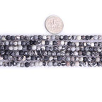 4mm Matte Natural Black Web Picasso Jasper, 15 Inch Strand 95 Beads, Frosted Round Stone Gemstone Spacer Beads for Jewelry Making Bracelet Necklace Earrings - color: Black Web Webbed, size: 4mm
