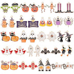 MARFOREVER 40 Pcs/20 Pairs Halloween Charms, Enamel Halloween Charms Bulk Pumpkin Bat Skeleton Witch Spider Candy Charm Pendants for Jewelry Bracelet Necklace Making - style: Halloween