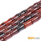 GEM-Inside 30Pcs 8x12mm Natural Brown Dreamlace Agate Stone Plant Bamboo Knot Bone Charms Beads for Jewelry Making Power Energy Chakra Stone Beads - color: Brown Dreamlace Agate