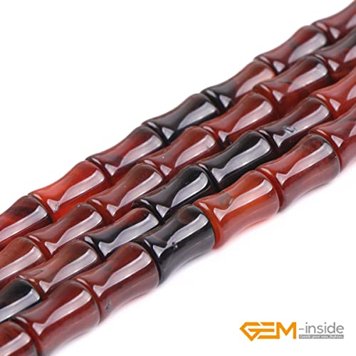 GEM-Inside 30Pcs 8x12mm Natural Brown Dreamlace Agate Stone Plant Bamboo Knot Bone Charms Beads for Jewelry Making Power Energy Chakra Stone Beads - color: Brown Dreamlace Agate