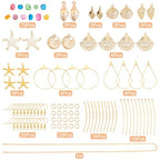 SUNNYCLUE 1 Box DIY Make 10 Pairs Shell Starfish Earring Dangles Making Kit Scallop Alloy Pendants Flat Round Teardrop Steel Charms Jewelry Findings for Beginners Earring Jewellery Making Crafts - color: Beach Themed Earring 1