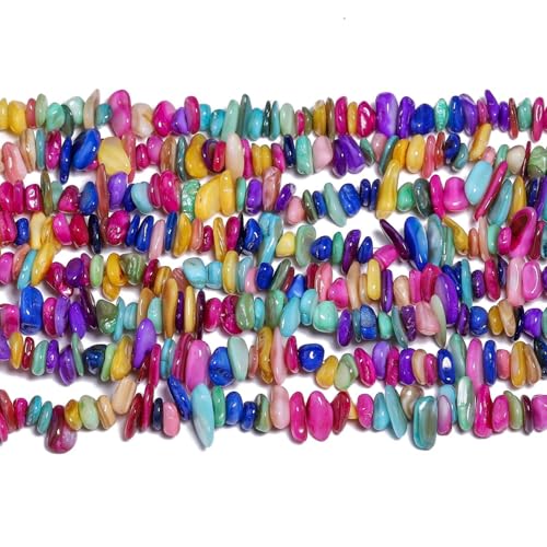 Chip Shells, 260pcs 5-8mm Irregular Beads with Holes, Multicolor Shell & Mixed Gemstone Chip Beads for Jewelry Making - color: Multicolor