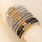 12pcs Friendship Bracelets Beaded Bracelets Heishi Bracelet Cute Bracelets Stack Vinyl Clay Disc Bead Surfer Stretch Summer Beach Bracelets For Women Preppy Bracelets - color: B-color 3