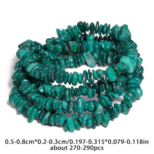 Chip Shells, 260pcs 5-8mm Irregular Beads with Holes, Peacock Green Shell & Turquoise Chip Beads for Jewelry Making - color: Peacock Green