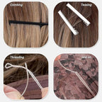 Hair Extension Tools Kit, 500 Silicone Lined Micro Rings, 1 Plier, 1 Threader, 1 Crochet Hook, 8 C/J/I Needles, 5 Clips, 1 Comb, 5 Sewing Threads,100 Mini Rubber Bands with Storage Case - color: Pink