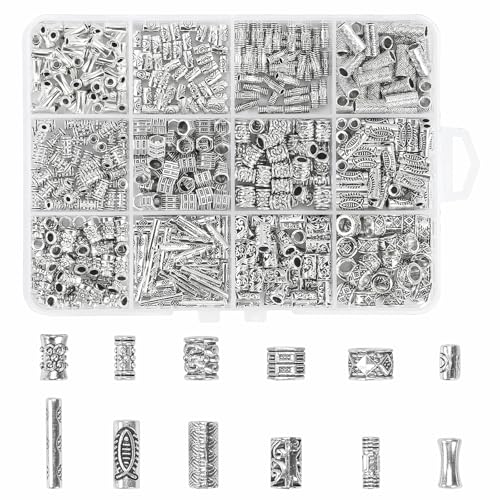 550pcs Silver Spacer Beads Metal Alloy Vintage Beads for Bracelet Necklace Jewelry Making - color: SSB- Style-E