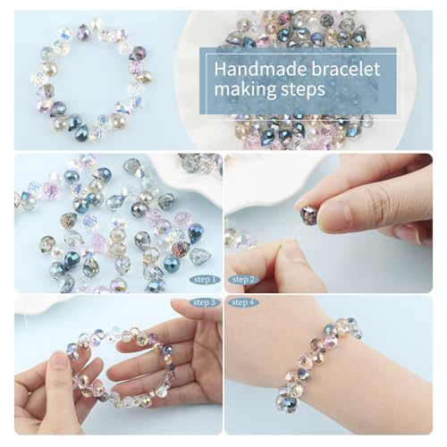100Pcs Crystal Beads 8x10mm,Shiny Teardrop Shape Crystal Glass Beads,Faceted Crystal Beads Bulk for Jewelry Making,Necklace Bracelet Earring Phone Charms Strap DIY Craft(Mixed Colors) - color: Mixed Colors