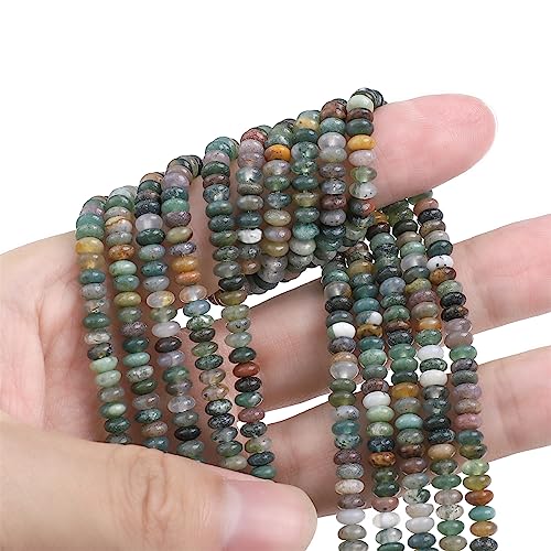 BEADIA Natural Indian Agate Spacer Beads Caps Rondelle Disk Loose Beads for Beading Jewelry Making 4mmx2mm 38cm - color: Indian Agate, size: Rondelle Disk 4mm x 2mm