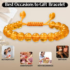 Amazing Gemstone Amber Quartz Bracelet for Women Men's Gifts - Protection Healing Crystal Bracelet - 8mm Gemstone Beaded Adjustable Bracelet Pulseras Para Hombres Mujer Stocking Stuffers - color: Amber