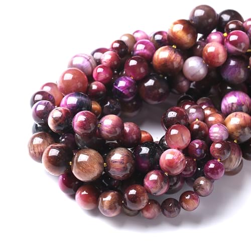 Natural Starry Sky Rose Pink Tiger Eyesr Stone Beads for Jewelry Making DIY Bracelet Necklace Jewelry Making 1 Strand 15.5inch 35PCS 10MM - color: Starry sky rose pink tiger eyes, size: 10MM