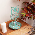 NIKKY HOME Earring Holder Stand Hanging Organizer Metal Jewelry Tree Cute Owl Ear Stud Holder Table Top Tower Rack with Ring Tray for Women Girls (134 Holes), Teal - color: Teal