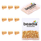 BEADIA 18K Gold Plated Bullet Earring Backstops 5x5mm 200pcs for Replacement DIY Jewelry Making Findings - size: Bullet Backstops 5x5mm