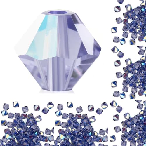 100pcs Authentic Preciosa 3mm (0.12 Inch) Small Faceted Bicone Crystal Loose Beads Tanzanite AB (Purple) Compatible with Swarovski Elements Crystals for Jewelry Making Pre-B365 - color: Tanzanite AB, size: 3mm (0.12 Inch) - 100pcs