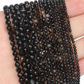 Song Xi 90pcs 4mm Natural Black Striped Agate Gemstone Beads Faceted Round Loose Stone Beads for Jewelry Making (1 Strand) - color: Black Striped Agate, size: 3.7-4.2mm