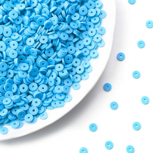 Blue Polymer Clay Beads, 6mm Heishi Bead for Jewelry Bracelets Necklace Making 1000PCS - color: Cyan blue