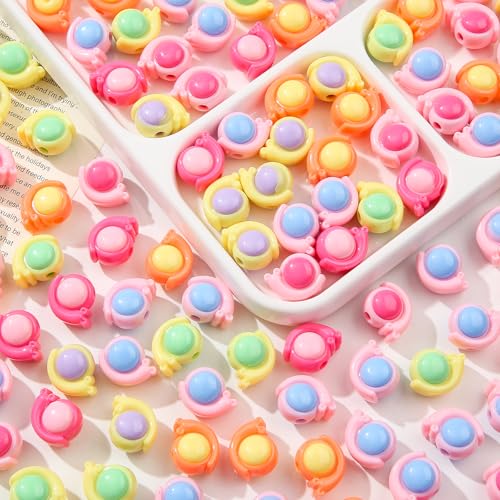 150pcs Acrylic Beads Colorful Animal Beads Rainbow Snail Beads for Jewelry Making Handmade DIY Bracelet, Charms Keychain Craft Supplies (Rainbow Snail) - color: rainbow snail