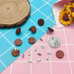 Wood Earring Posts,160Pcs Wooden Stud Earrings Posts with Loop for Jewelry Making Wood Stud Earring Findings Earring Pin Stud Bulk with Butterfly Earring Backs for DIY Earrings Making Supplies Kit - color: Round-160Pcs