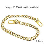 HAHIYO Purse Chain Strap 15.7 Inches Yellow Gold for Shoulder Cross Body Sling Handbag Clutch Replacement Comfortable Flat 0.4" Wide 2.4mm Extra Thick Metal 1 Pack - size: Yellow Gold 15.7 inches
