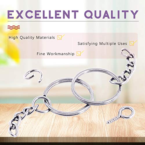 Swpeet 450Pcs 4/5" 20mm Sliver Key Chain Rings Kit, Including 150Pcs Keychain Rings with Chain and 150Pcs Jump Ring with 150Pcs Screw Eye Pins Bulk for Jewelry Findings Making (20mm, Sliver) - color: Sliver, size: 20mm