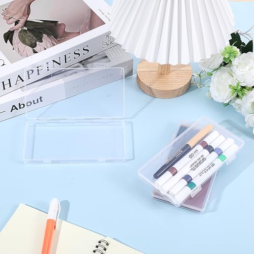 3pcs Mini Plastic Storage Box with Hinged Lid, 6.5x3.3in Clear Rectangle Dustproof Organizer Case Small Clear Plastic Storage Containers Box for Jewelry, Beads, Crafts, Game Pieces, Business Cards