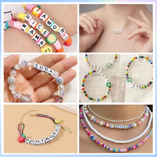 500Pcs Square Loose Letter Beads J 6X6mm Individual Large Hole Alphabet Beads for Friendship Bracelets Making - color: Square - J