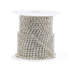 11 Yards 2mm Silver Crystal Rhinestone Close Chain Single Row Trimming Claw Chain Jewelry Crafts DIY (Silver) - color: silver