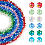 Craftdady 8 Strands 6mm Crystal Beads Electroplate Glass Round Faceted Loose Half AB Color Plated Crafting Beads for DIY Earring Necklace Jewelry Making - color: 8 Color-Round-8mm
