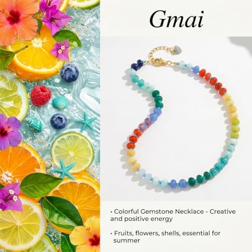 Gmai Layered Beaded Necklace for Women Colorful Trendy Snake Chain Circle Pendant Choker Gold Chain Adjustable Length Bohemian Rainbow Stackable Necklaces Jewelry Gift - style: Blue yellow red string beads