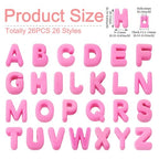 Cheriswelry 26Pcs Letter A-Z Bead Acrylic Alphabet Beads European Large Hole Loose Spacer Bead 20-21mm for DIY Craft Bracelet Necklace Keychain Lanyard Making Hole: 6mm - color: Hot Pink