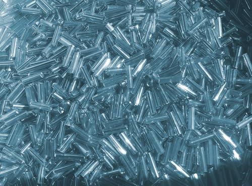 Czech Bugle Beads 40 gr / 1.4 oz Glass Tube Size #3 7mm (Very Light Blue Silver Lined) - color: Very Light Blue Silver Lined