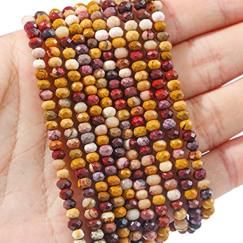BEADIA Natural Mookaite Jasper Beads 4x2mm 120pcs Faceted Rondelle Loose Semi Gemstone Beads for Jewelry Making Design - color: Mookaite Jasper