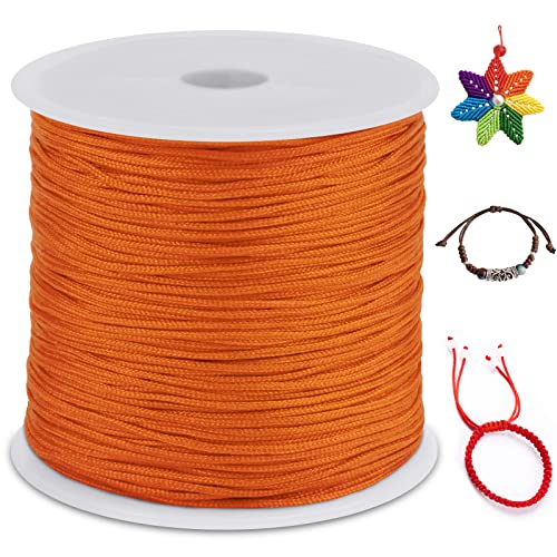 0.8mm Nylon Cord 328 Feet Satin Rattail Cord Nylon String for Bracelets Making, Jewelry String Macrame Cord Bracelet Thread for Necklace Chinese Knotting Beading Jewelry (Orange) - color: Orange, size: 0.8mm