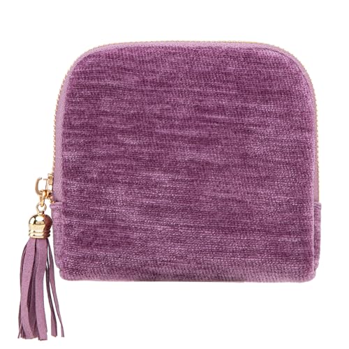 Cute Coin Purse Small Travel Jewelry Case with Tassel Mini Travel Jewelry Bag Organizer Pouch for Coins Bracelets, Fashion Accessories Mini Organizer Storage Bag for Women (A-Light Purple) - color: A-Light Purple