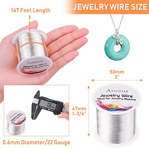 22 Gauge Jewelry Wire, Anezus Craft Wire Tarnish Resistant Copper Beading Wire for Jewelry Making Supplies and Crafting (Silver, 49 Yards/45 Meters) - color: Silver