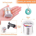 22 Gauge Jewelry Wire, Anezus Craft Wire Tarnish Resistant Copper Beading Wire for Jewelry Making Supplies and Crafting (Silver, 49 Yards/45 Meters) - color: Silver