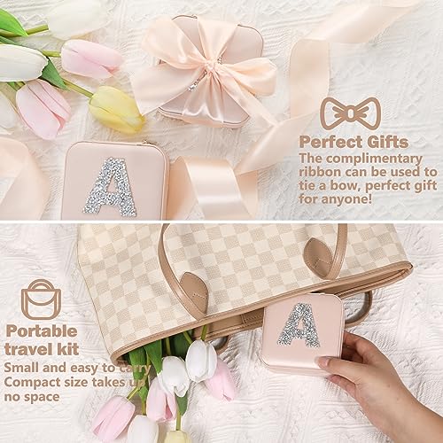 CHMI Personalized Jewelry Box for Women and Girls - Travel Essential and Birthday Gift - Bridesmaid Gift - Initial Pink J - color: Champagne Pink, size: J