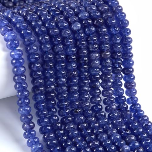 76pcs 5x8mm Natural Blue Purple Jade Stone Rondelle Spacer Loose Beads Abacus Disk Stone Round Loose Gemstone Beads for Jewelry Making DIY Bracelet Necklace - color: Blue Purple Jade Stone