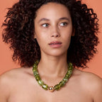 Chunky Necklaces for Women, Trendy Colorful Square Acrylic Resin Beads Statement Choker Necklace, Lightweight Boho Summer Beach Vacation Jewelry - color: Prehnite Green