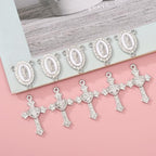 Jiali Q 20 Piece Set Rhinestone Cross Connectors and Pendants for Jewelry Making (Silver) - color: SILVER