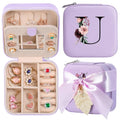 AYGXU Travel Jewelry Box for Women and Girls - Small Case With Initial A-Z - Teacher Gifts - color: purple, size: U